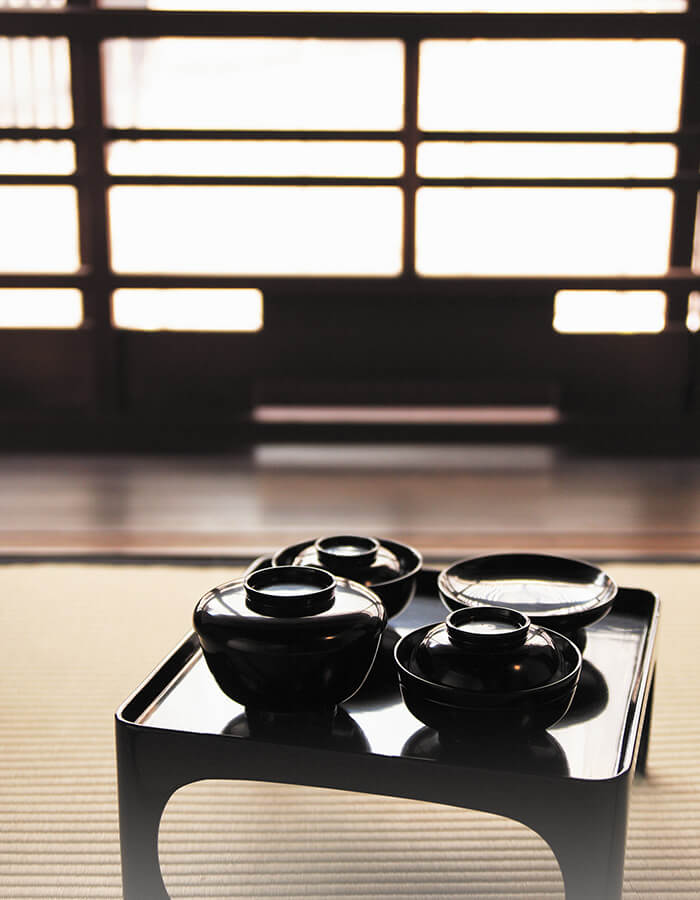 夕食、金沢漆器